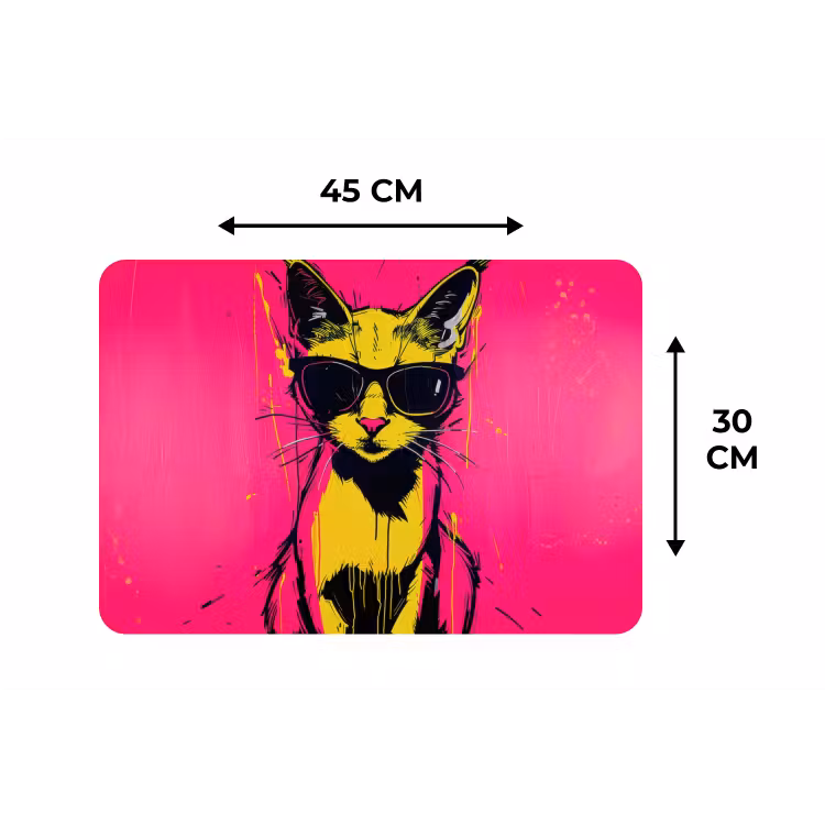 Kat - Art - Zonnebril - Roze Placemat vinyl groot -specs