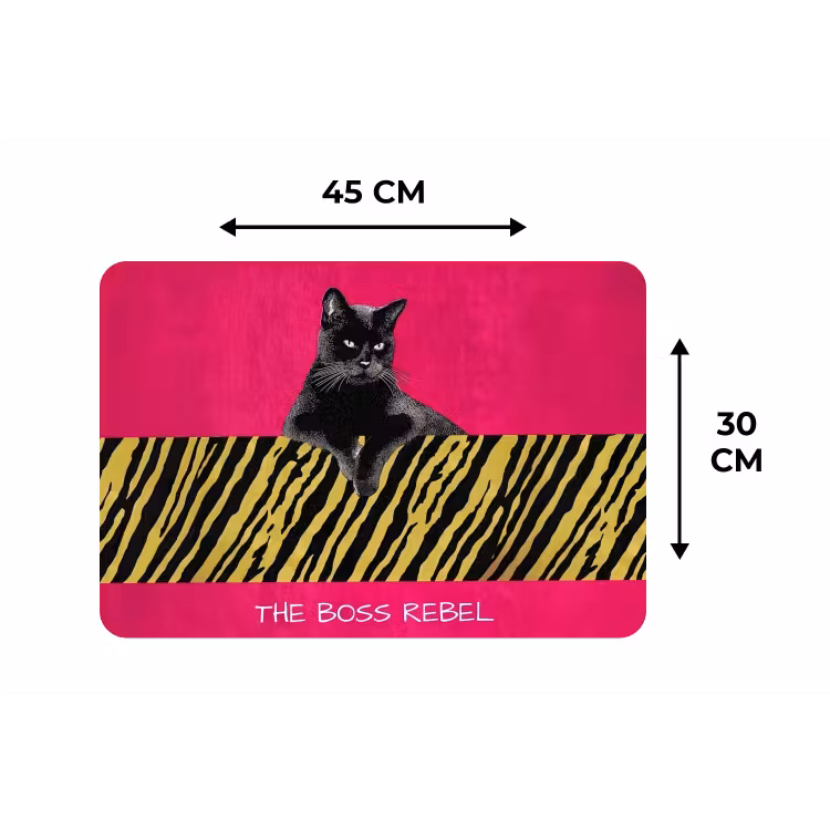 Kat - Baas - Roze - Tijgerprint Placemat vinyl groot -specs