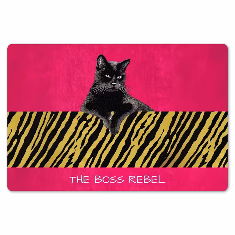 Kat - Baas - Roze - Tijgerprint Placemat vinyl groot -zzsfeer1_Kitchenyeah-website