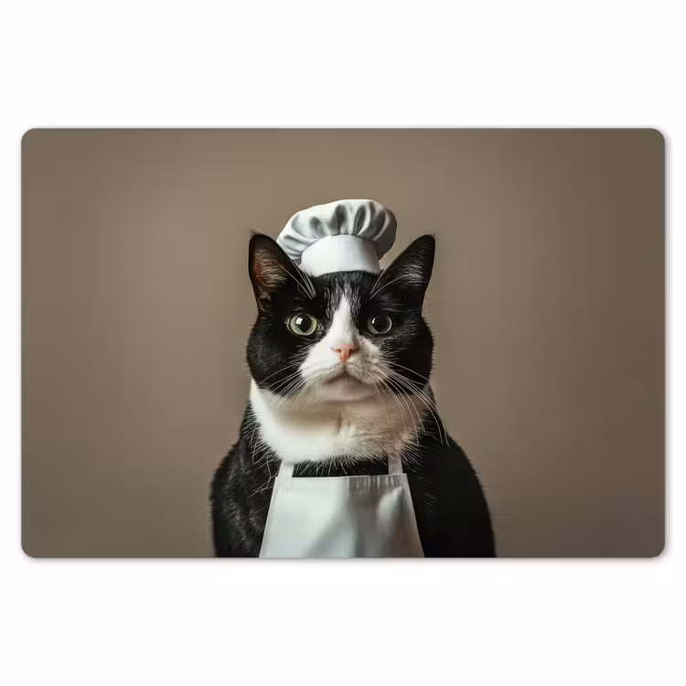 Kat - Kokskleding - Zwart - Wit Placemat vinyl groot -zzsfeer1_Kitchenyeah-website