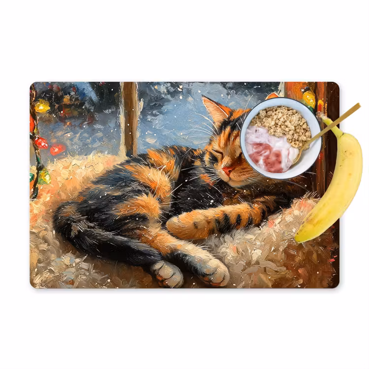 Kat - Kerst - Winter - Dier Placemat vinyl groot -zzzproduct_Kitchenyeah-website
