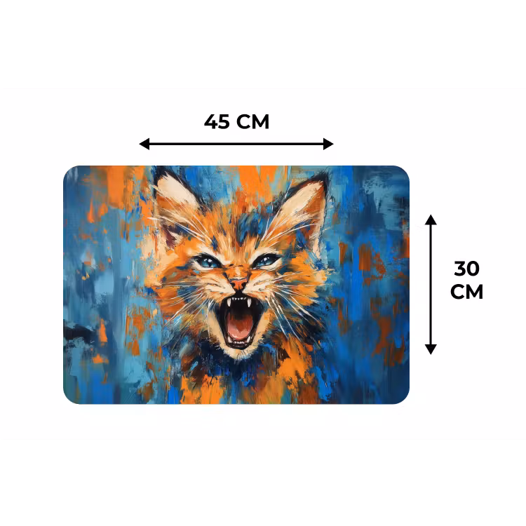 Kat - Kleurrijk - Oranje - Blauw Placemat vinyl groot -specs
