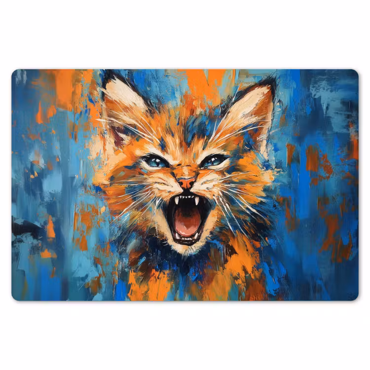 Kat - Kleurrijk - Oranje - Blauw Placemat vinyl groot -zzsfeer1_Kitchenyeah-website