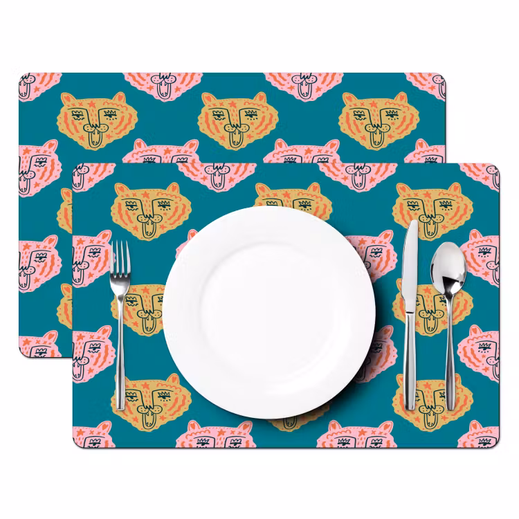 Kattengezichten - Sterren - Turquoise Placemat vinyl groot 368 -zzsfeer2_Kitchenyeah-website