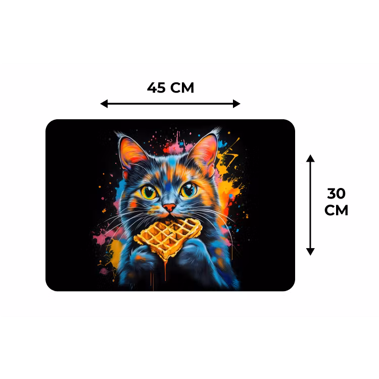 Kat - Graffiti - Kleurrijk - Wafel - Eten Placemat vinyl groot -specs