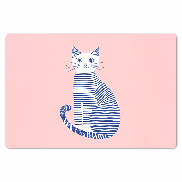 Kat - Illustratie - Minimalistisch - Roze Placemat vinyl groot -zzsfeer1_Kitchenyeah-website