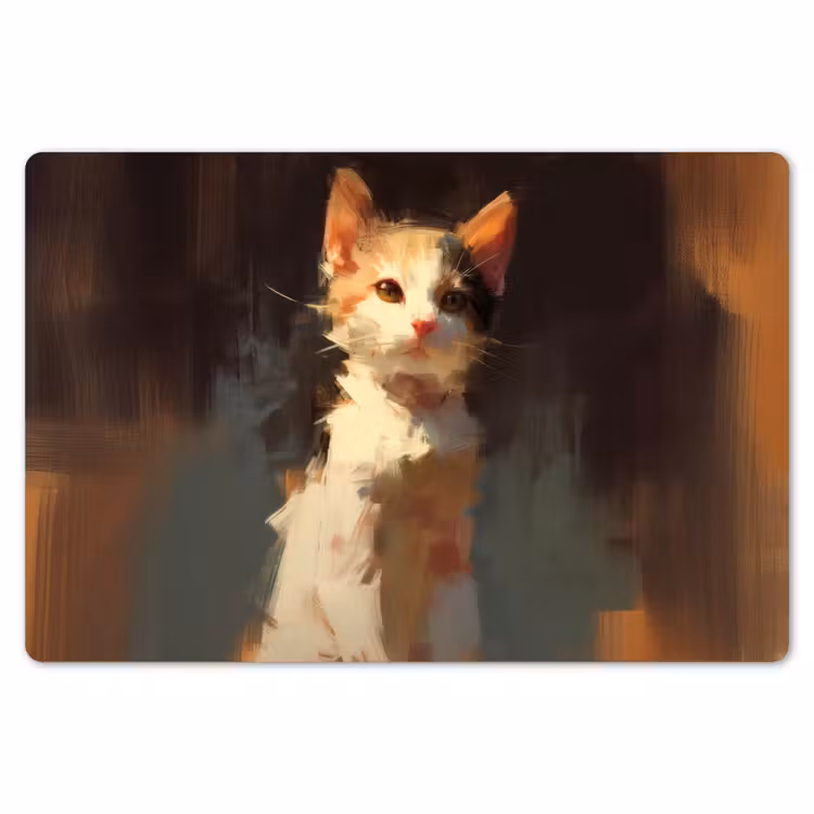 Kat - Geschilderd - Artistiek - Wit Placemat vinyl groot -zzsfeer1_Kitchenyeah-website