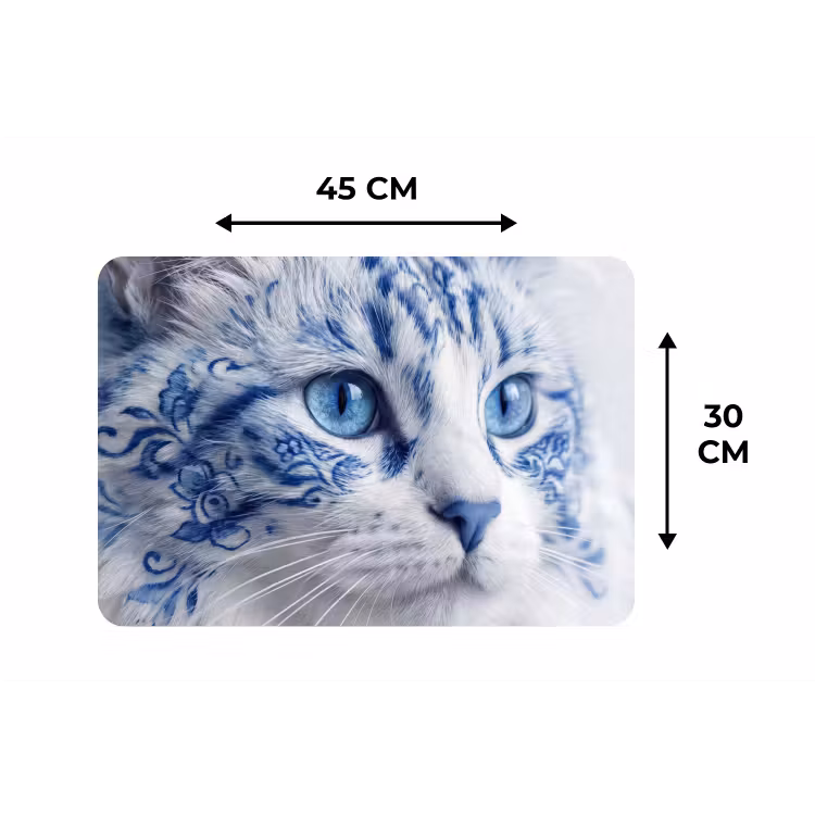 Kat - Patroon - Blauw Placemat vinyl groot -specs