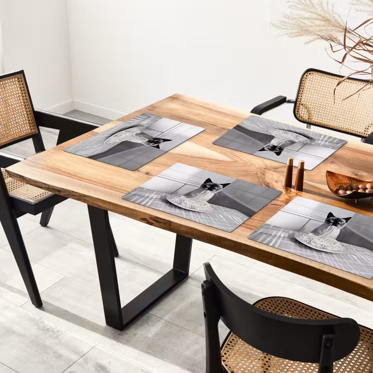 Kat - Siamees - Zwart Wit - Schattig - Dieren Placemat vinyl groot -zzsfeer4_Kitchenyeah-website