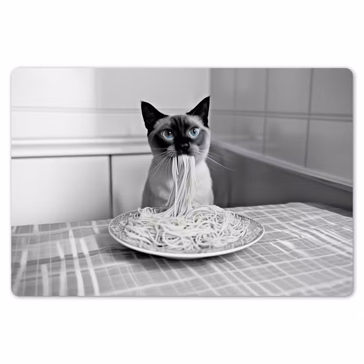 Kat - Siamees - Zwart Wit - Schattig - Dieren Placemat vinyl groot -zzsfeer1_Kitchenyeah-website