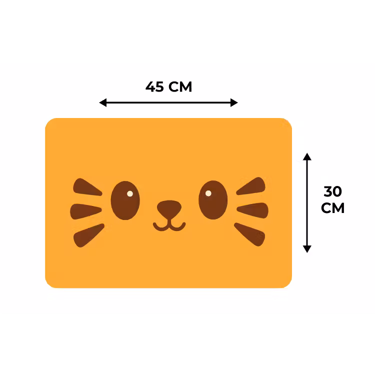 Kat - Simplistisch - Oranje - Vrolijk Placemat vinyl groot -specs