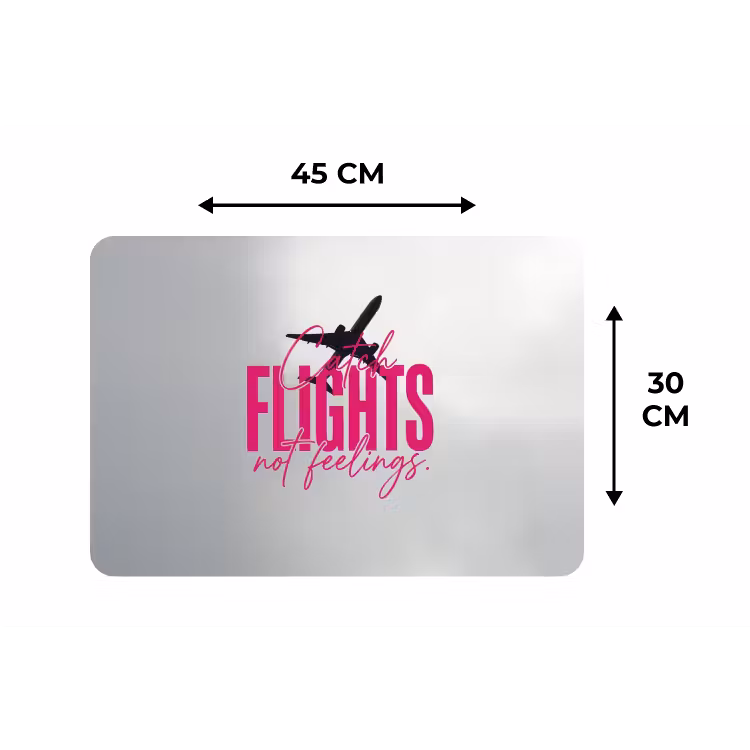 Catch flights not feelings - Vliegtuig - Roze Placemat vinyl groot -specs