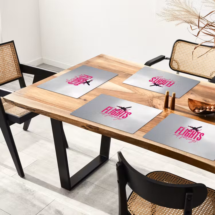 Catch flights not feelings - Vliegtuig - Roze Placemat vinyl groot -zzsfeer4_Kitchenyeah-website