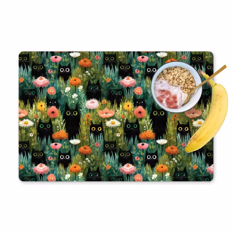 Katten - Bloemen - Kleurrijk Placemat vinyl groot 368 -zzzproduct_Kitchenyeah-website