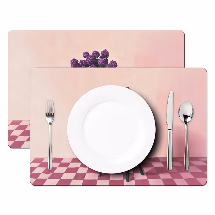 Stoel - Vaas - Bloemen - Geblokt Placemat vinyl groot -zzsfeer2_Kitchenyeah-website