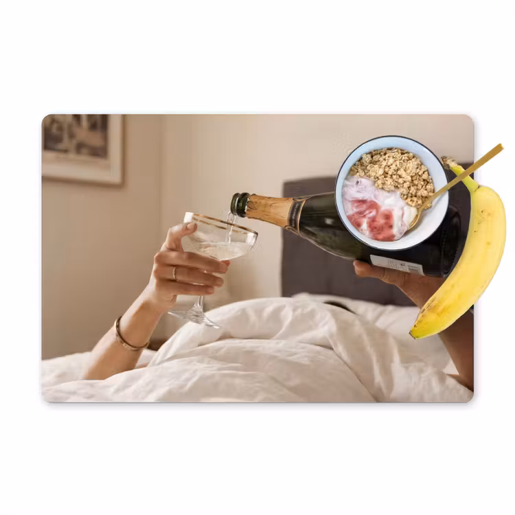 Champagne - Bed - Bubbels Placemat vinyl groot -zzzproduct_Kitchenyeah-website