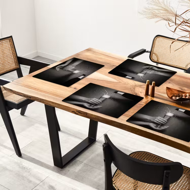 Champagnefles - Glas - Minimalistisch - Spetters Placemat vinyl groot -zzsfeer4_Kitchenyeah-website