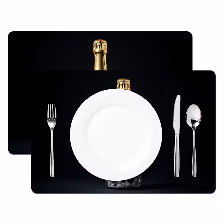 Champagne - Bloemen - Goud - Chique Placemat vinyl groot -zzsfeer2_Kitchenyeah-website