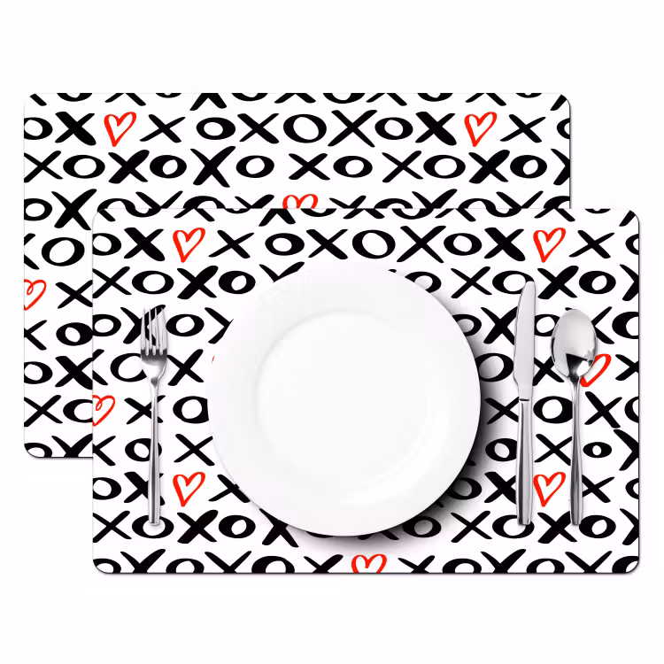 Tekens - Harten - Rood Placemat vinyl groot 368 -zzsfeer2_Kitchenyeah-website