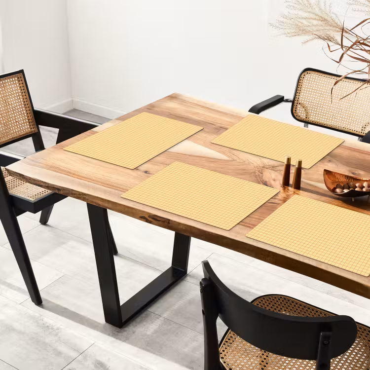Ruitjes - Grid - Minimalistisch - Geel - Roze Placemat vinyl groot 368 -zzsfeer4_Kitchenyeah-website