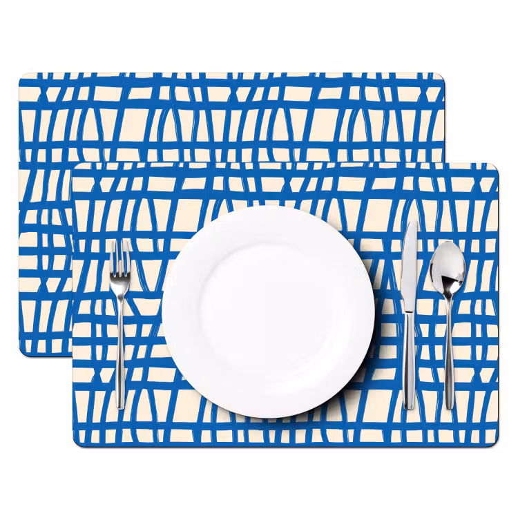 Ruitpatroon - Blauw - Crème Placemat vinyl groot 368 -zzsfeer2_Kitchenyeah-website