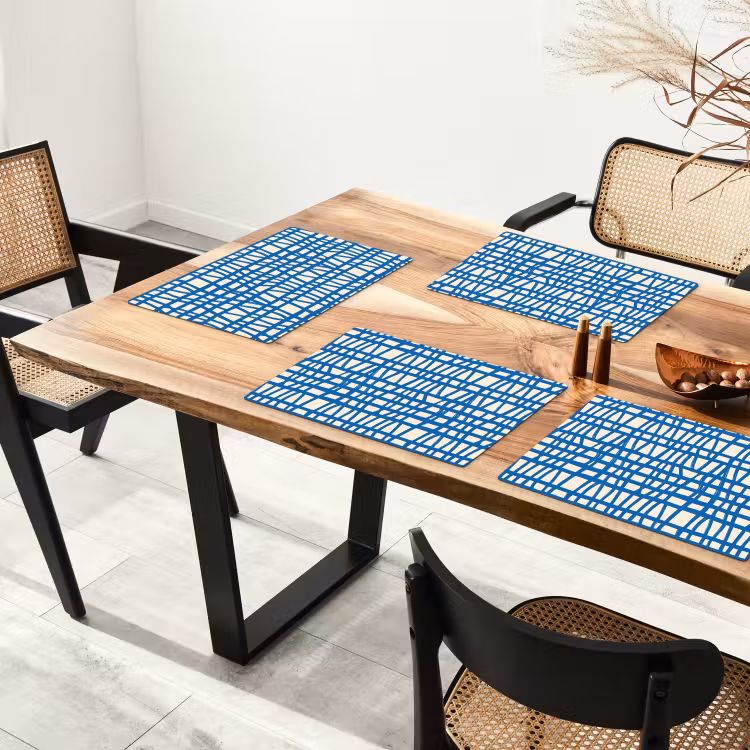 Ruitpatroon - Blauw - Crème Placemat vinyl groot 368 -zzsfeer4_Kitchenyeah-website