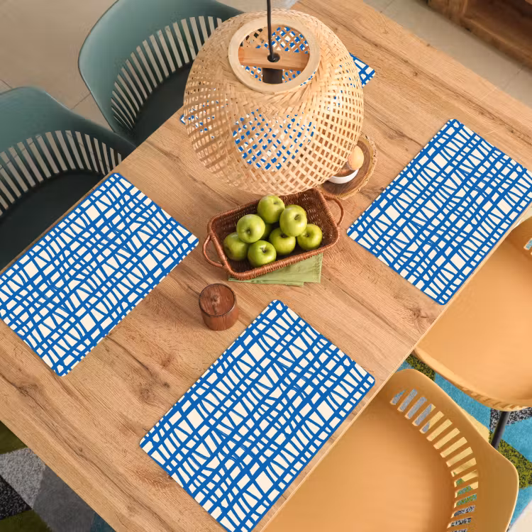 Ruitpatroon - Blauw - Crème Placemat vinyl groot 368 -zzsfeer5_Kitchenyeah-website