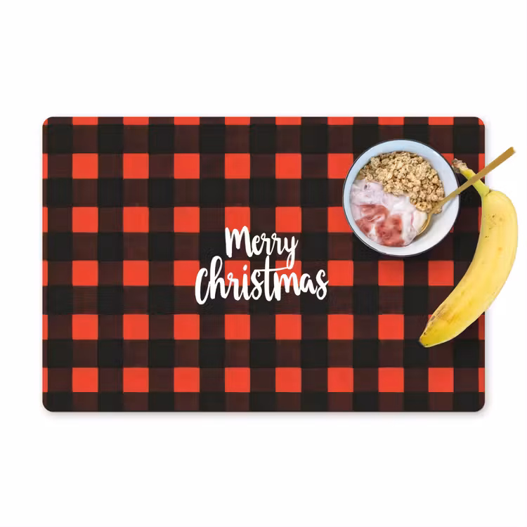 Geruit - Rood - Tekst - Christmas Placemat vinyl groot -zzzproduct_Kitchenyeah-website