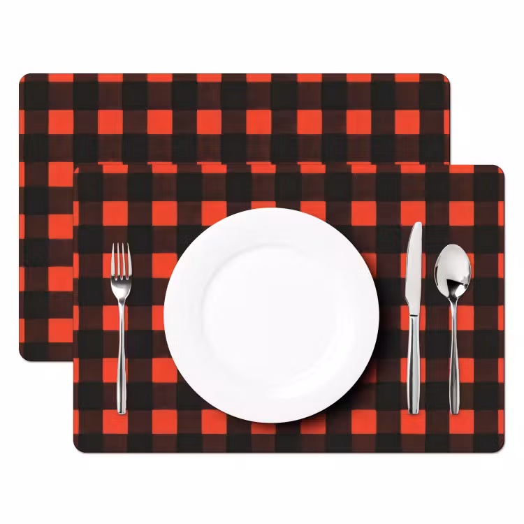 Geruit - Rood - Tekst - Christmas Placemat vinyl groot -zzsfeer2_Kitchenyeah-website