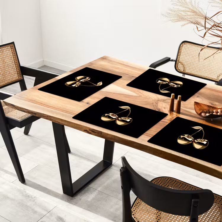 Kersen - Zwart - Goud - Chrome Placemat vinyl groot -zzsfeer4_Kitchenyeah-website