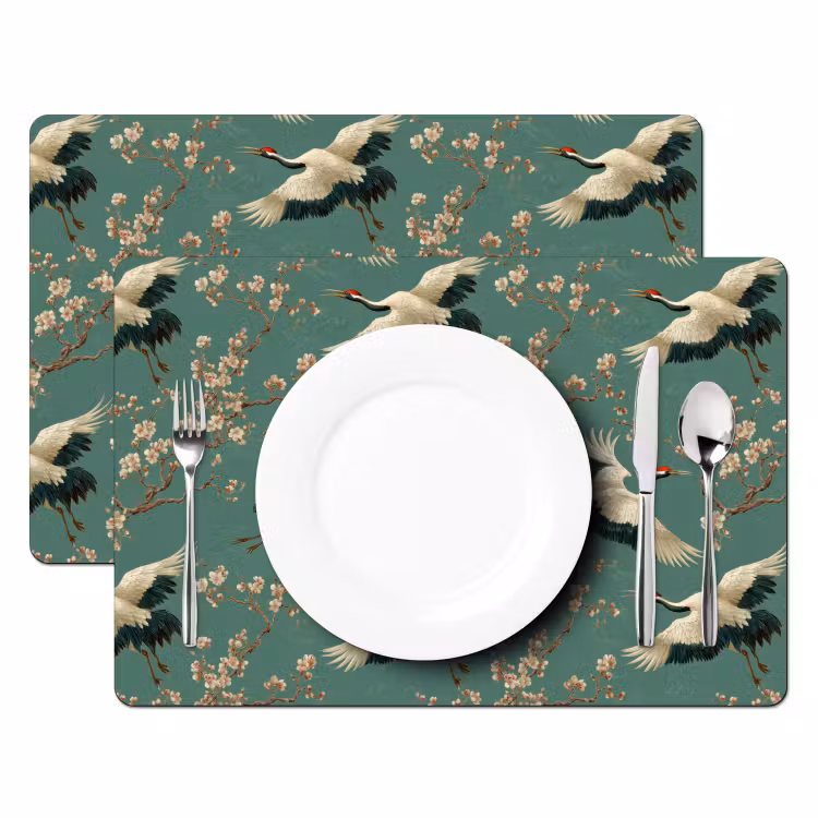 Kersenbloesem - Kraamvogels - Groen Placemat vinyl groot 368 -zzsfeer2_Kitchenyeah-website