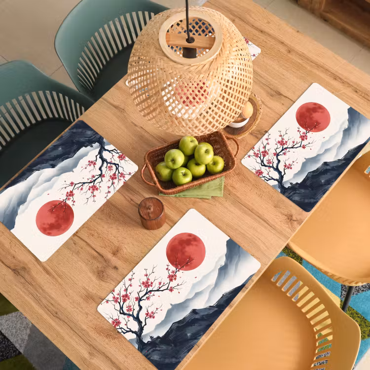Kersenbloesem - Oosters - Rood Placemat vinyl groot -zzsfeer5_Kitchenyeah-website
