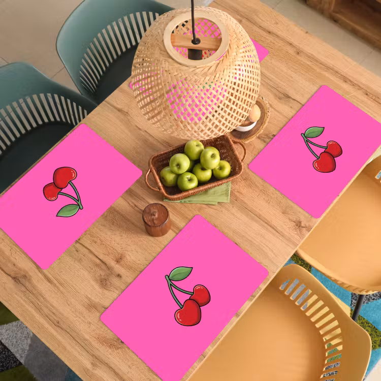 Kers - Roze - Fruit Placemat vinyl groot -zzsfeer5_Kitchenyeah-website