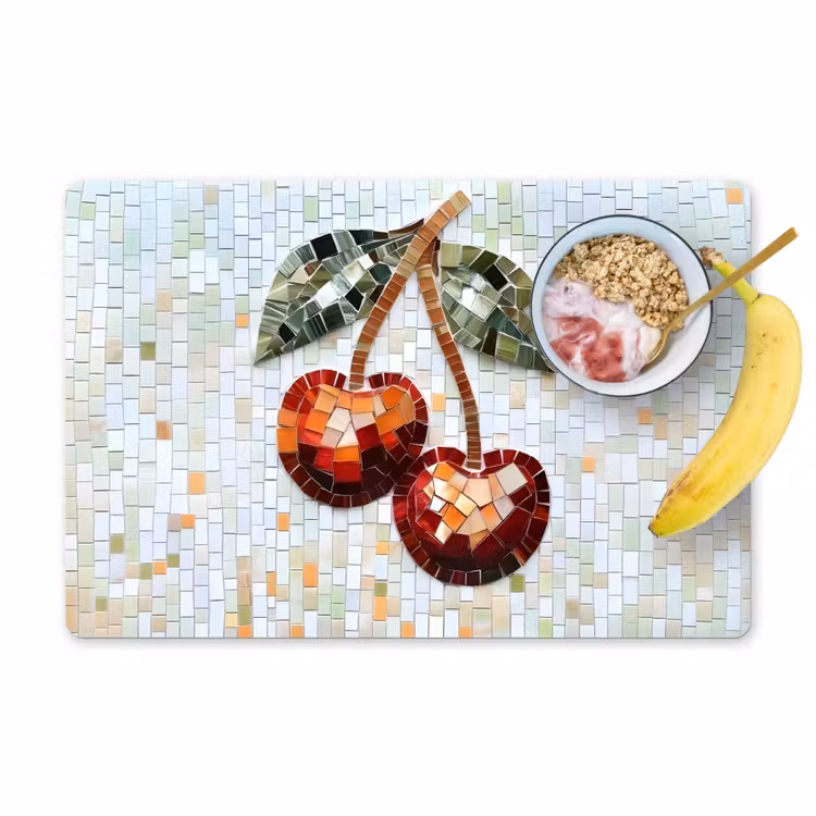 Kersen - Rood - Mozaïek - Blaadjes Placemat vinyl groot -zzzproduct_Kitchenyeah-website