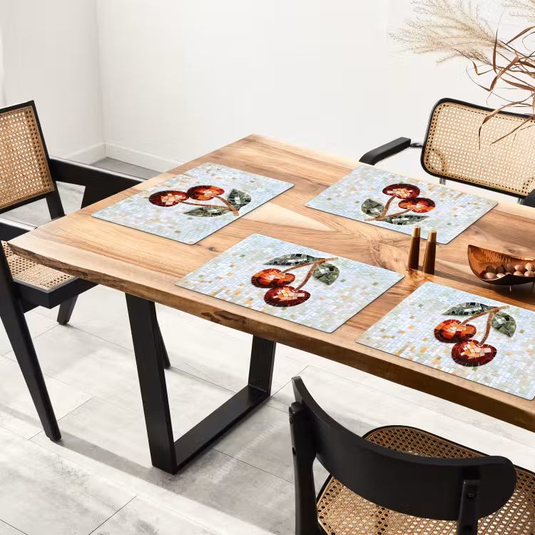 Kersen - Rood - Mozaïek - Blaadjes Placemat vinyl groot -zzsfeer4_Kitchenyeah-website