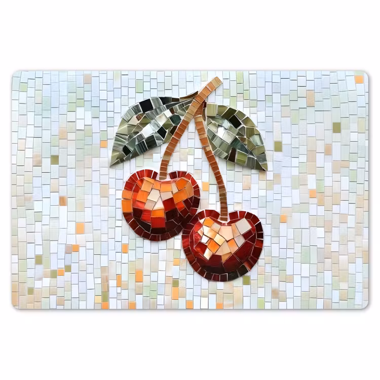 Kersen - Rood - Mozaïek - Blaadjes Placemat vinyl groot -zzsfeer1_Kitchenyeah-website
