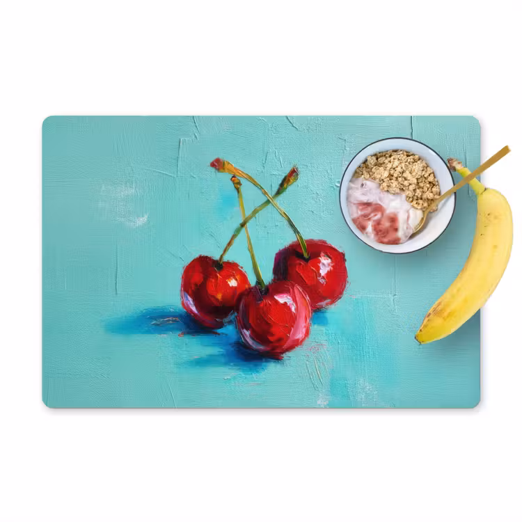 Kersen - Rood - Drie - Geverfd Placemat vinyl groot -zzzproduct_Kitchenyeah-website