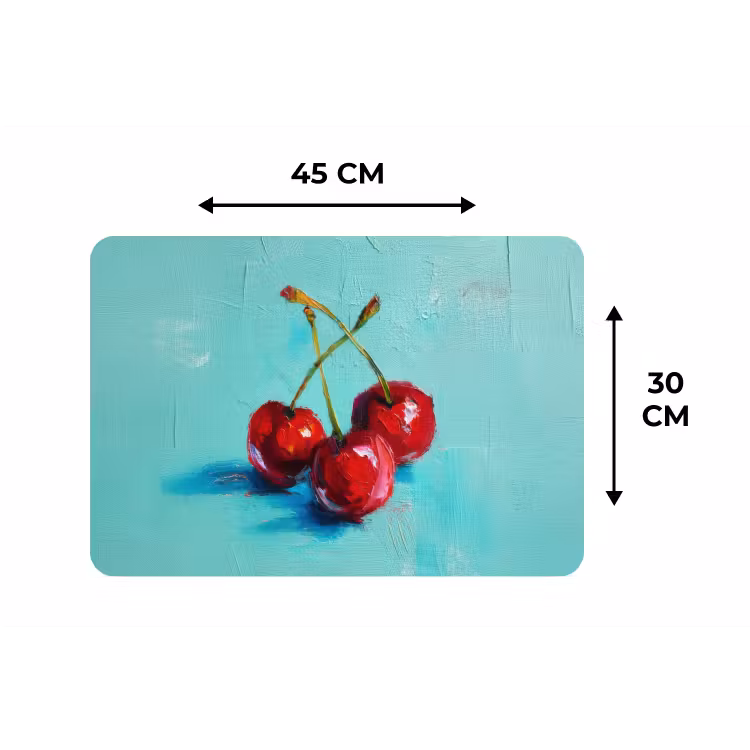 Kersen - Rood - Drie - Geverfd Placemat vinyl groot -specs