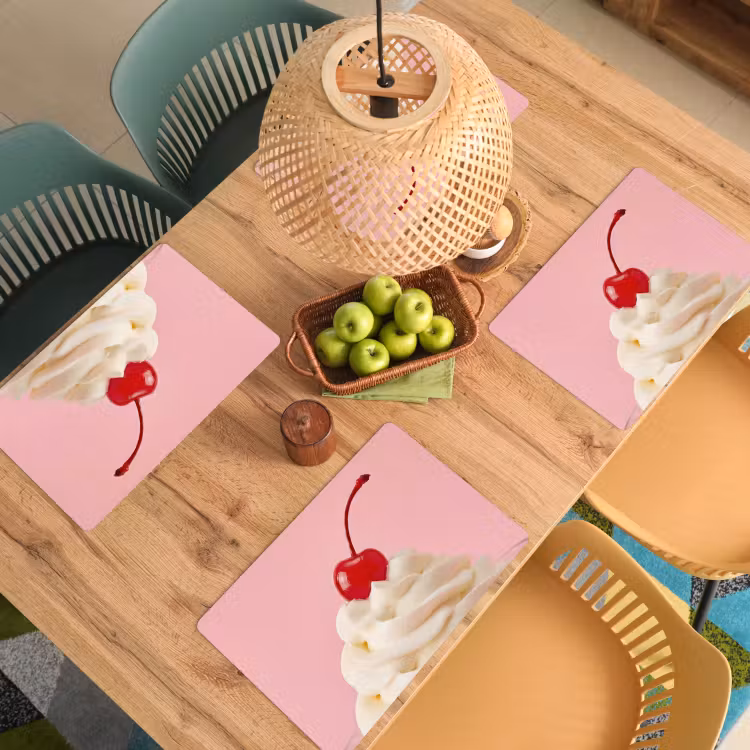 Kers - Slagroom - Roze Placemat vinyl groot -zzsfeer5_Kitchenyeah-website