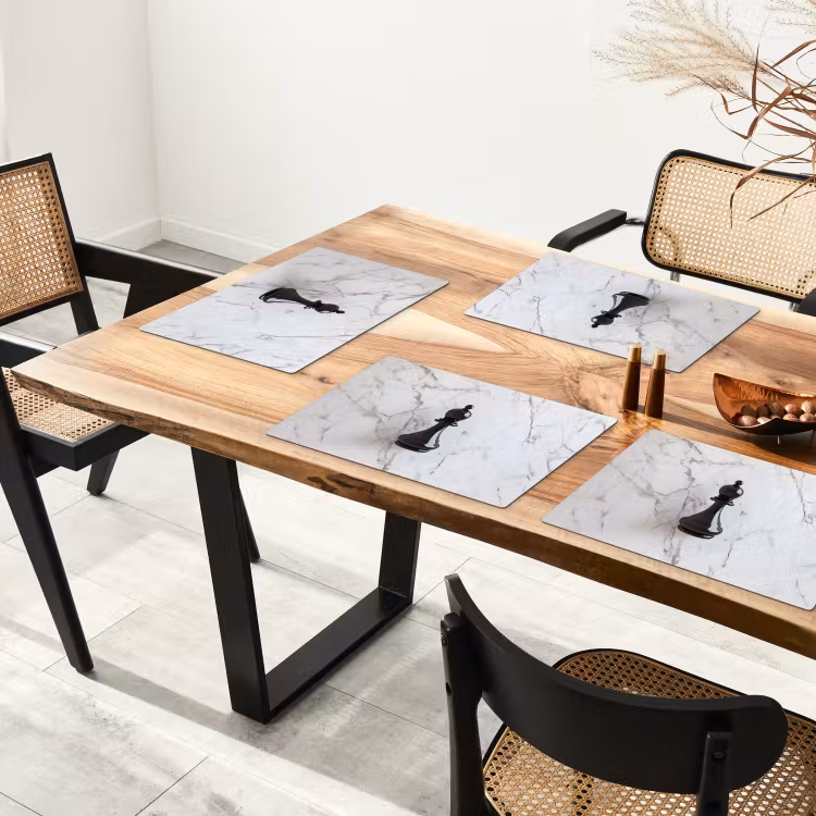 Schaakstuk - Loper - Zwart - Marmer Placemat vinyl groot -zzsfeer4_Kitchenyeah-website