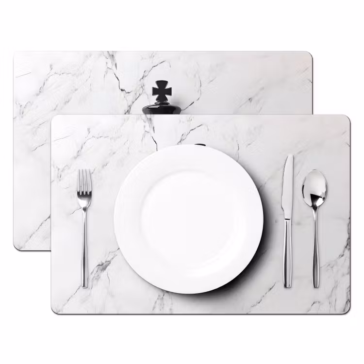 Schaakstuk - Koning - Zwart - Marmer Placemat vinyl groot -zzsfeer2_Kitchenyeah-website