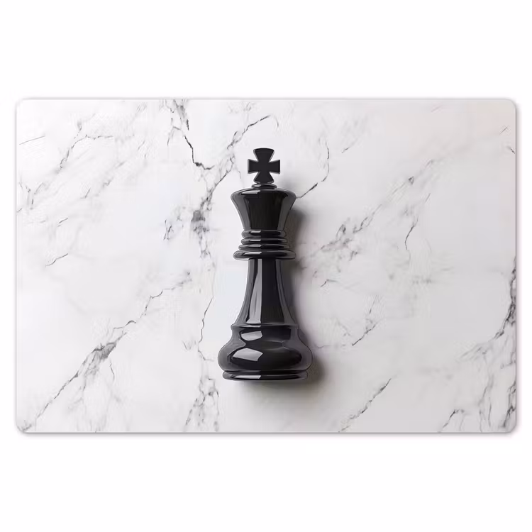 Schaakstuk - Koning - Zwart - Marmer Placemat vinyl groot -zzsfeer1_Kitchenyeah-website