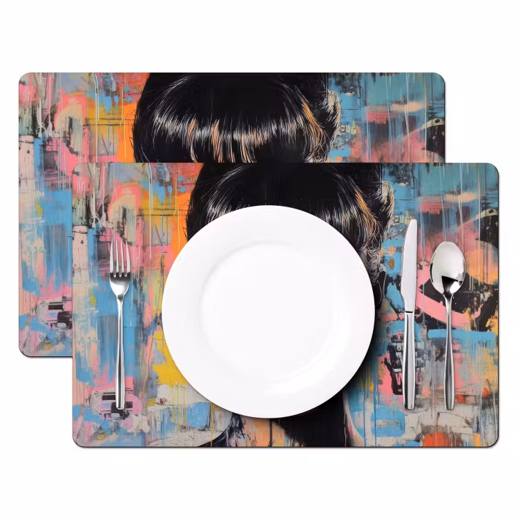 Kauwgom - Vrouw - Penseelstreken - Modern Placemat vinyl groot -zzsfeer2_Kitchenyeah-website
