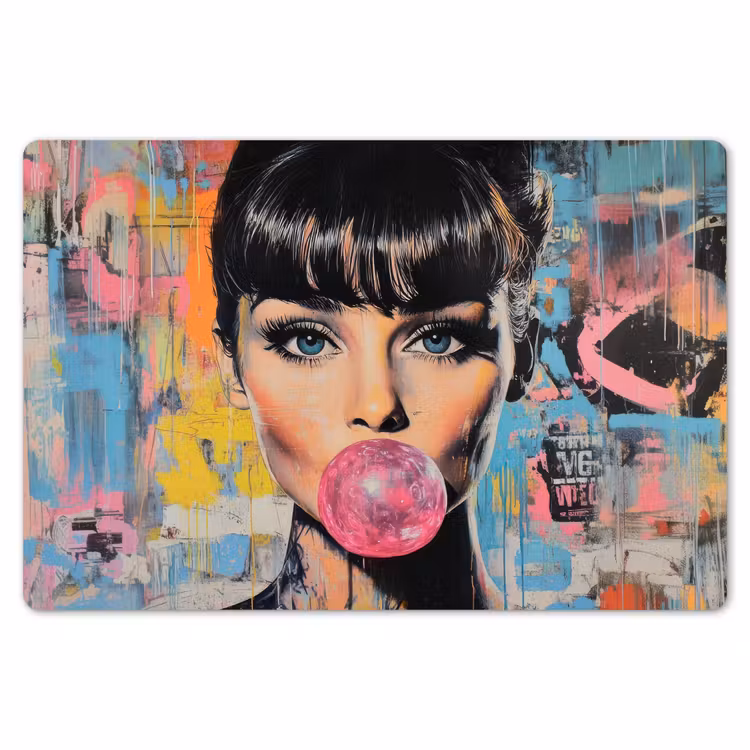 Kauwgom - Vrouw - Penseelstreken - Modern Placemat vinyl groot -zzsfeer1_Kitchenyeah-website