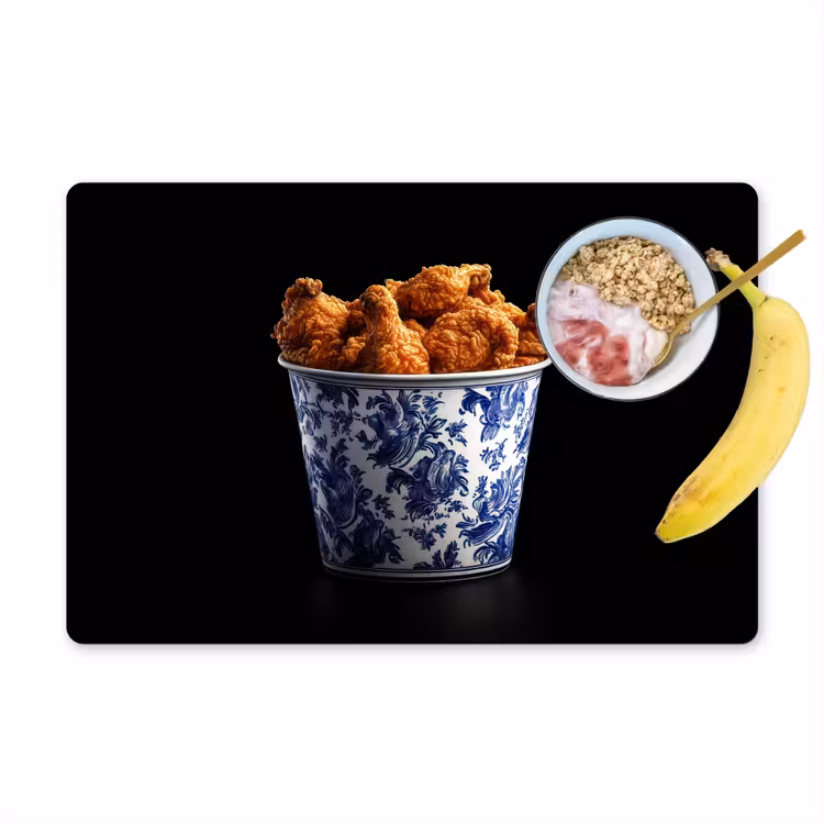Kip - Bucket - Delfts blauw - Lekker Placemat vinyl groot -zzzproduct_Kitchenyeah-website