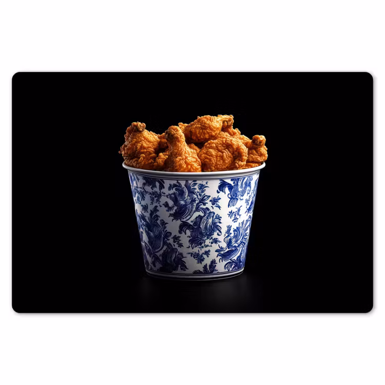 Kip - Bucket - Delfts blauw - Lekker Placemat vinyl groot -zzsfeer1_Kitchenyeah-website