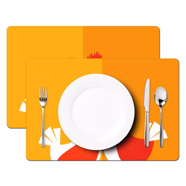 Kippen - Oranje - Vlakken Placemat vinyl groot -zzsfeer2_Kitchenyeah-website