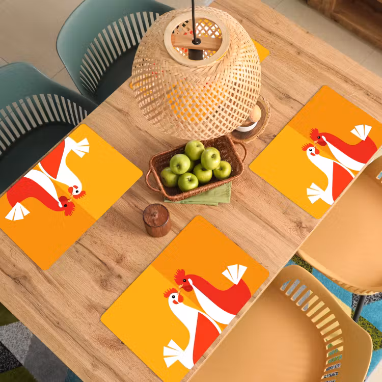 Kippen - Oranje - Vlakken Placemat vinyl groot -zzsfeer5_Kitchenyeah-website