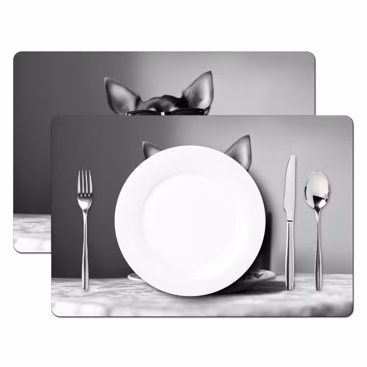 Chihuahua - Hond - Zonnebril - Humoristisch - Zwart - Wit - Spaghetti Placemat vinyl groot -zzsfeer2_Kitchenyeah-website