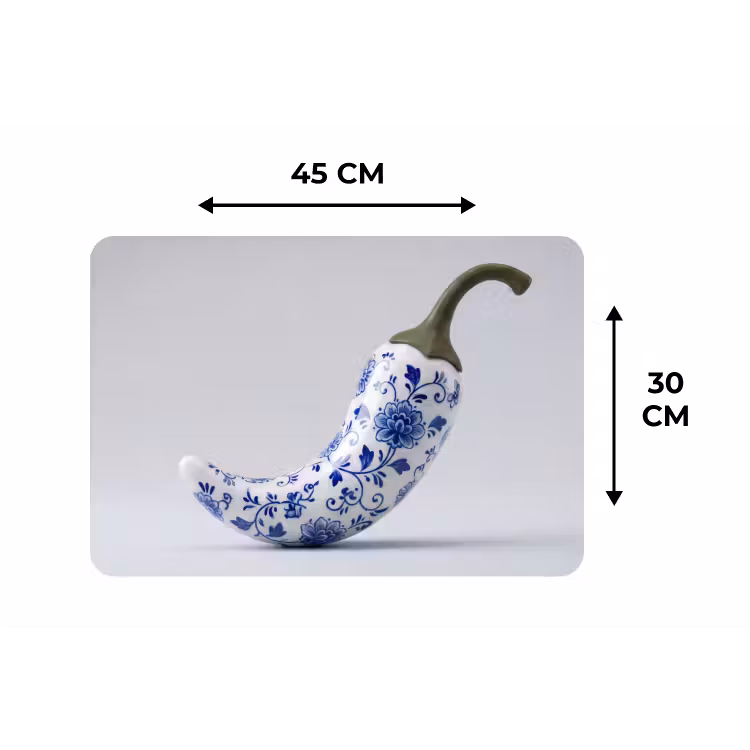 Chilipeper - Keramiek - Blauw Placemat vinyl groot -specs